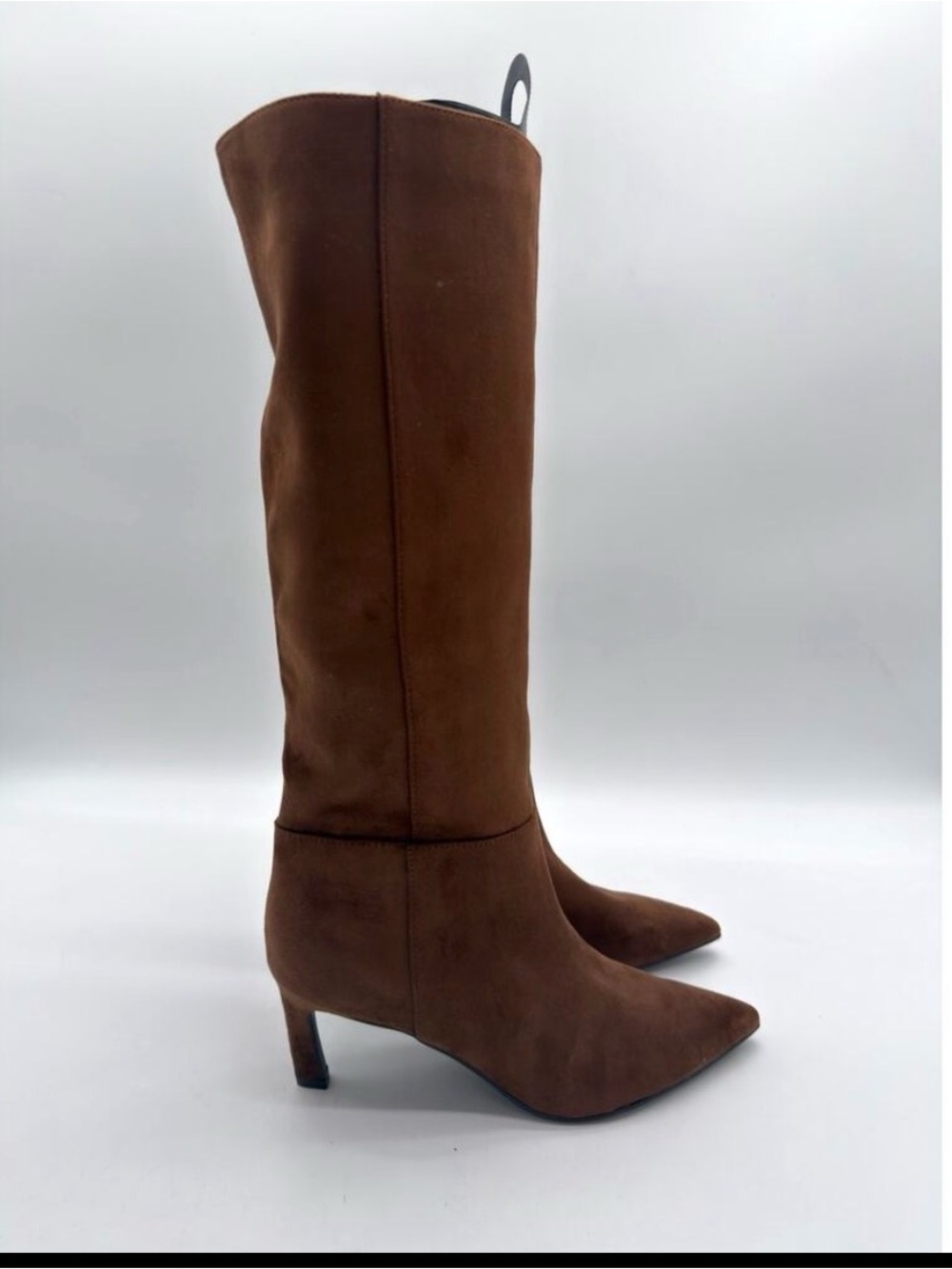 Marc Fisher Leata Tall Pointed-Toe Brown Suede Heeled Boots 8.5